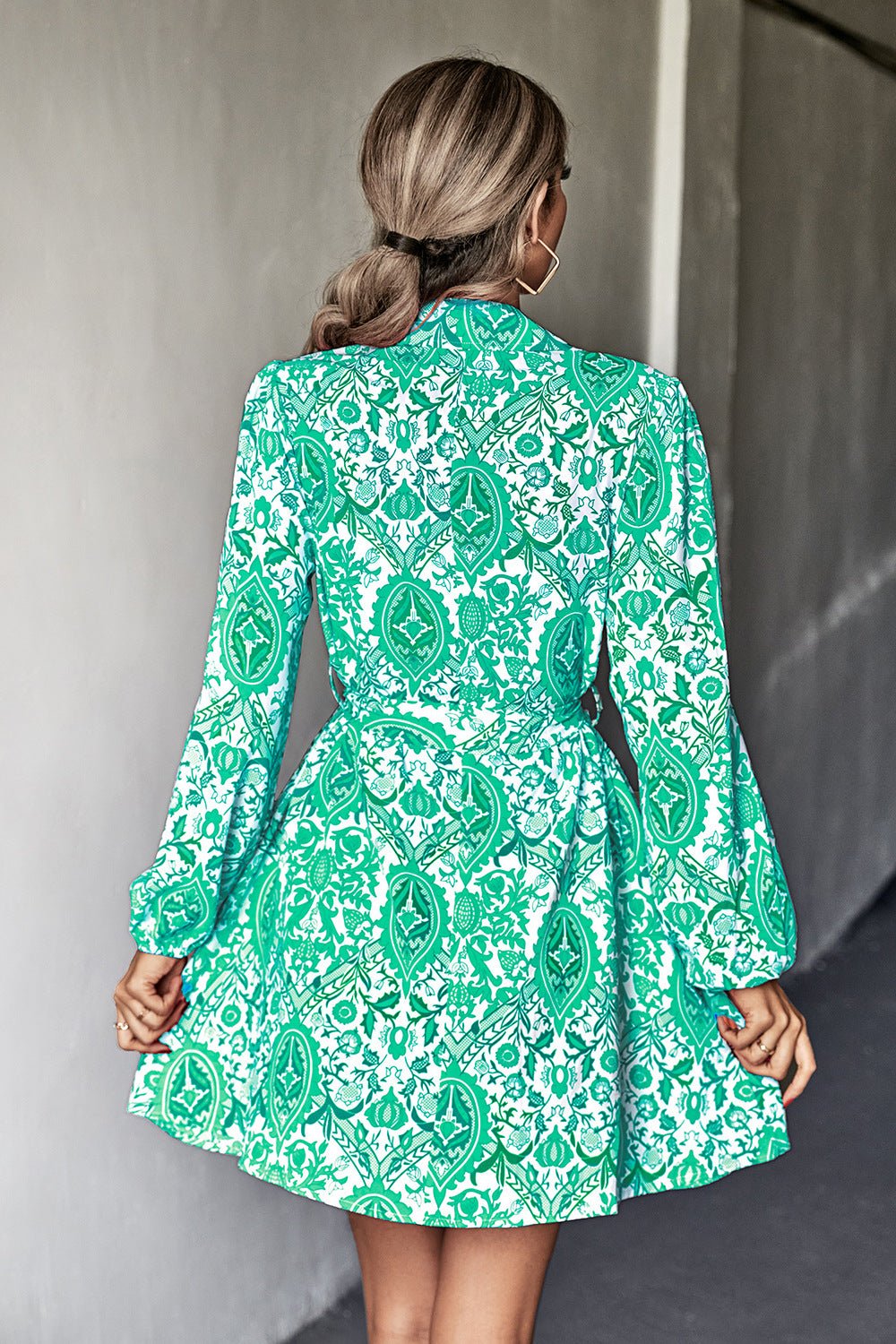 Printed Long Sleeve Belted Shirt Dress - Bakers Shoes store