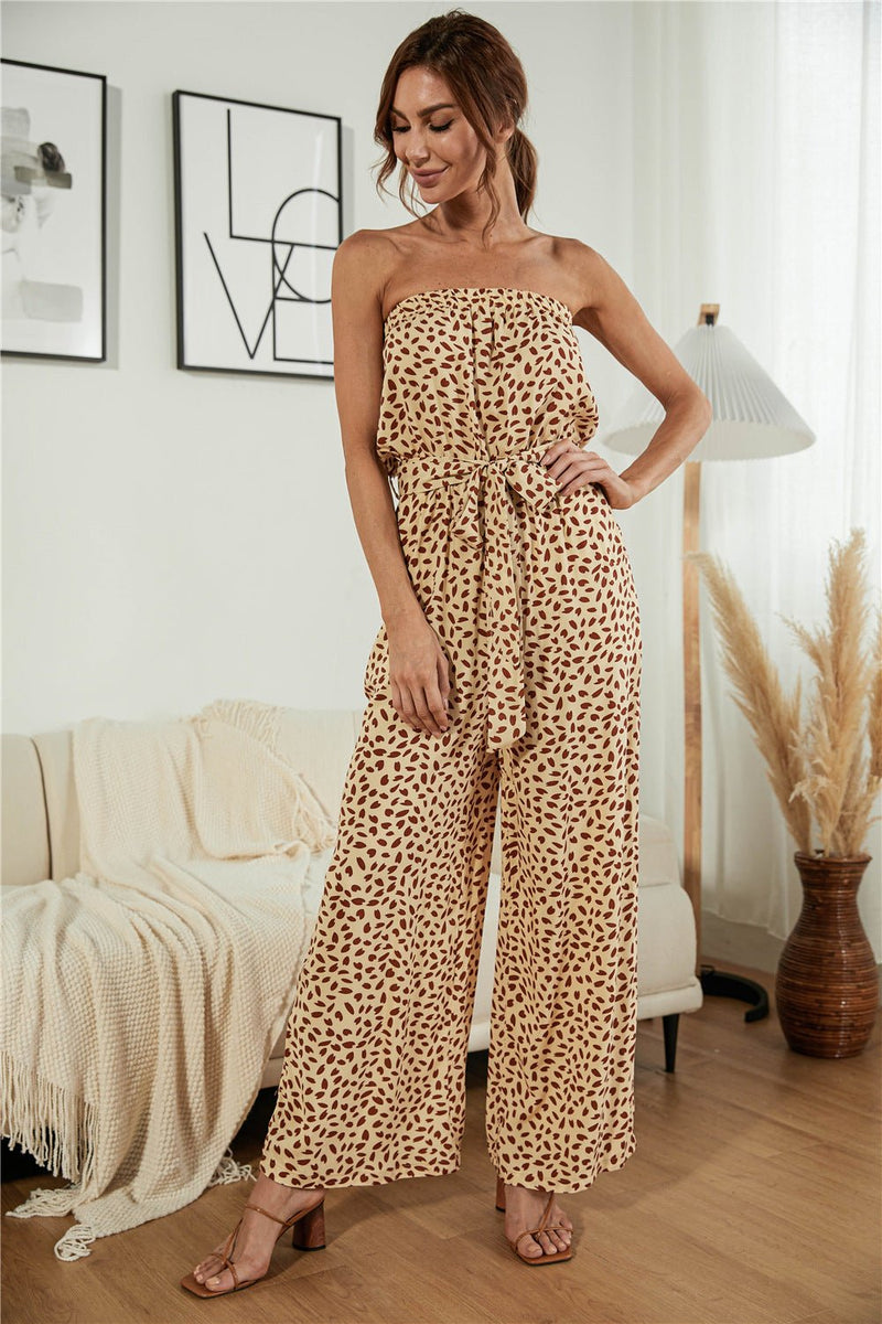 Printed Strapless Wide Leg Jumpsuit - Bakers Shoes store