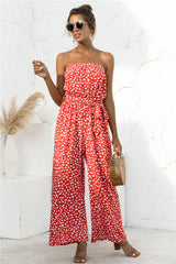 Printed Strapless Wide Leg Jumpsuit - Bakers Shoes store