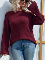 Rib-Knit Cutout Flare Sleeve Sweater - Bakers Shoes store