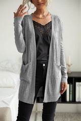 Ribbed Longline Open Front Cardigan - Bakers Shoes store