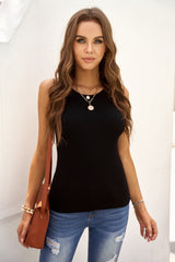 Scalloped Trim Ribbed Sleeveless Top - Bakers Shoes store