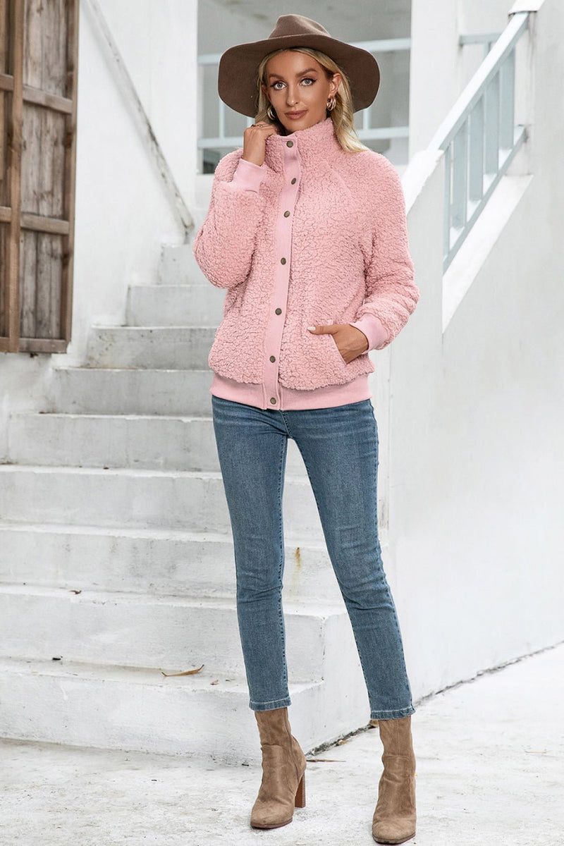 Snap Button Down Teddy Jacket - Bakers Shoes store