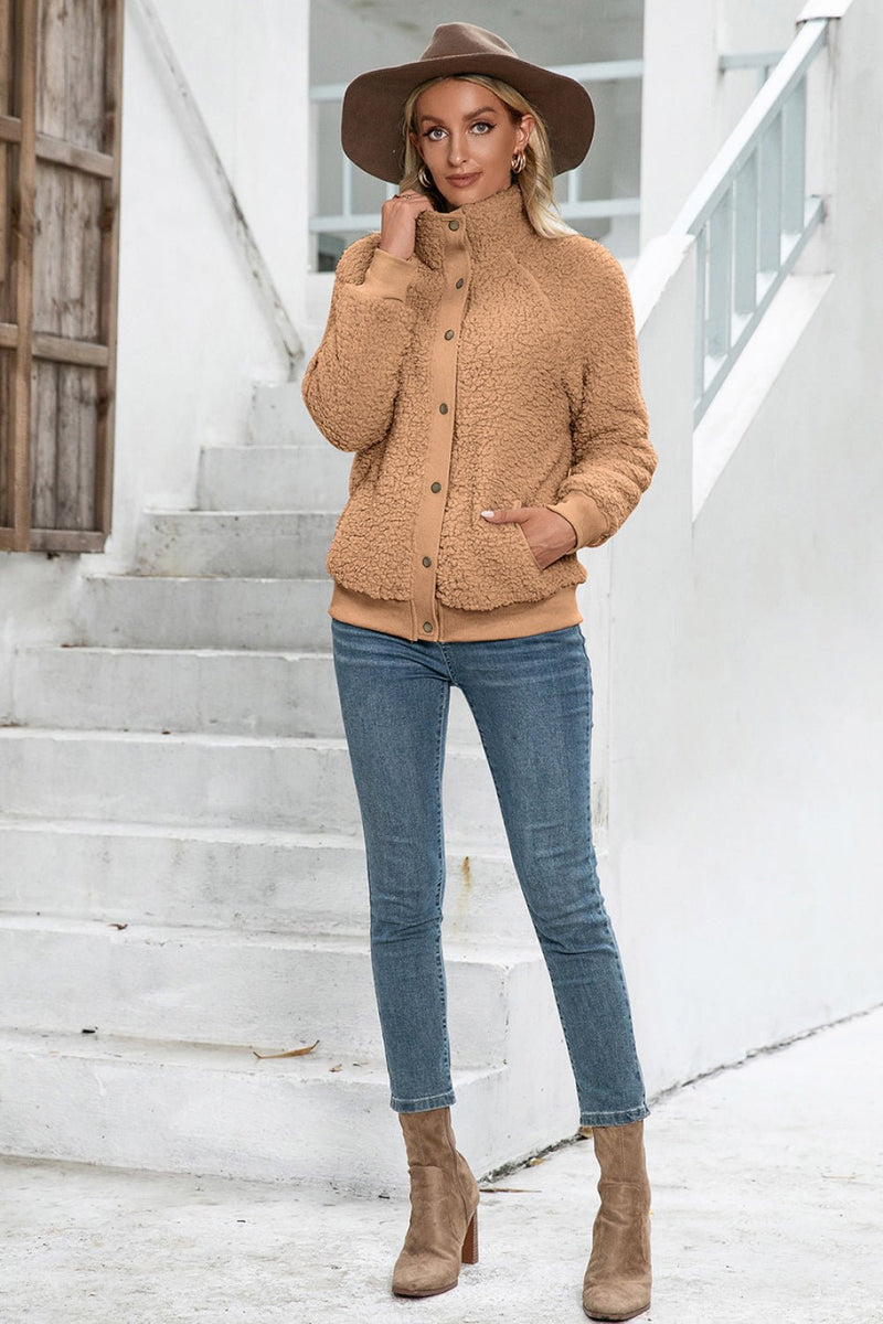 Snap Button Down Teddy Jacket - Bakers Shoes store