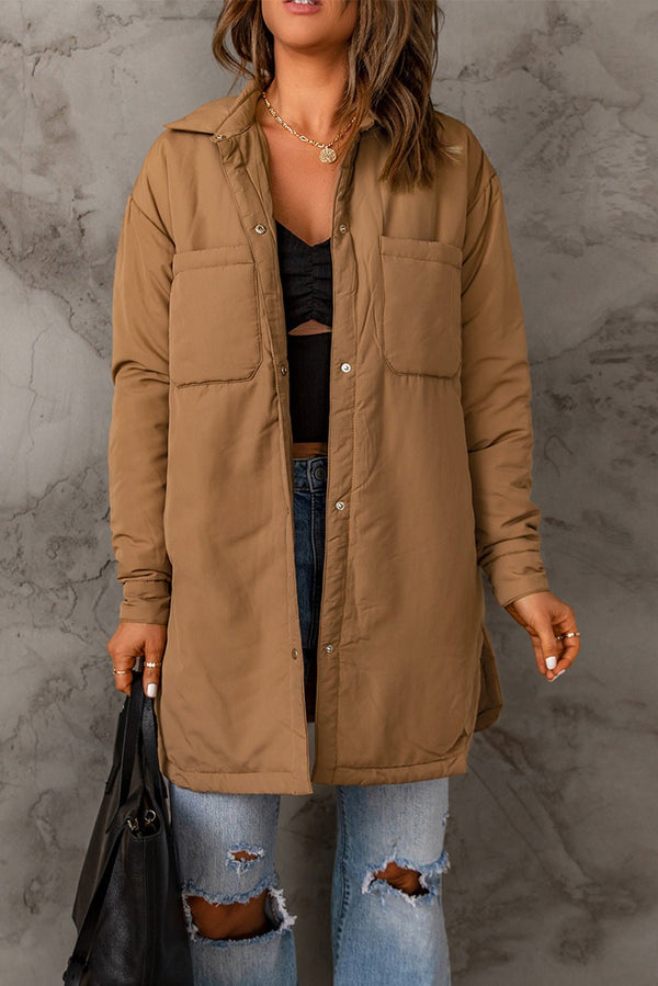 Snap Down Side Slit Jacket with Pockets - Bakers Shoes store