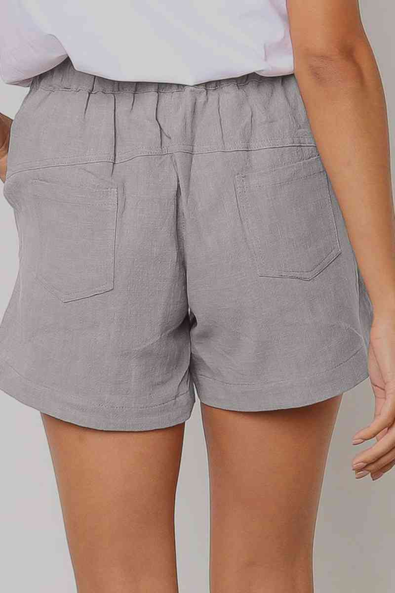 Solid Drawstrings High Waist Shorts - Bakers Shoes store