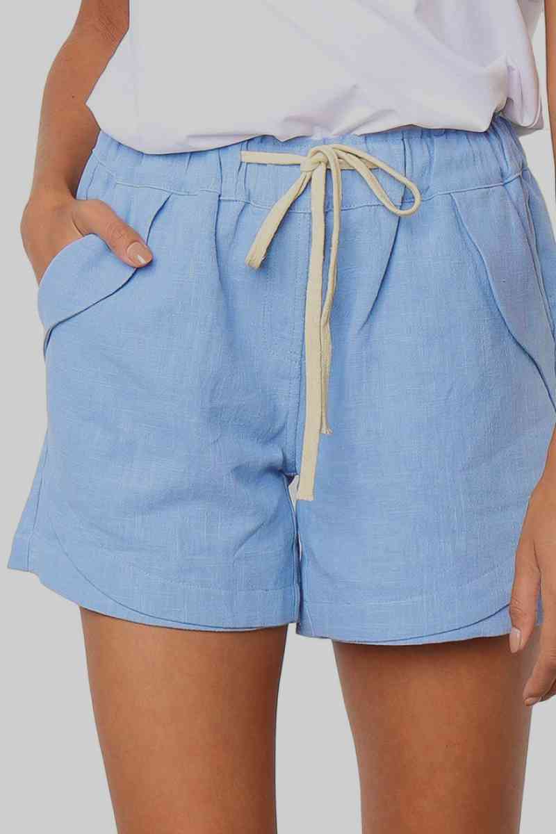 Solid Drawstrings High Waist Shorts - Bakers Shoes store