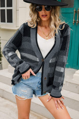 Striped Button-Front Fuzzy Cardigan - Bakers Shoes store