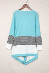 Striped Color Block Open Front Cardigan - Bakers Shoes store