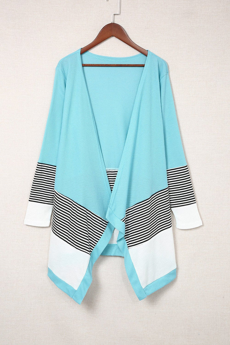 Striped Color Block Open Front Cardigan - Bakers Shoes store