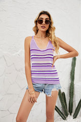 Striped Eyelet Sleeveless Knit Top - Bakers Shoes store