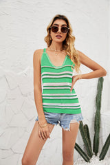Striped Eyelet Sleeveless Knit Top - Bakers Shoes store