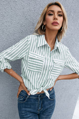 Striped Flap Pocket Button Down Shirt - Bakers Shoes store