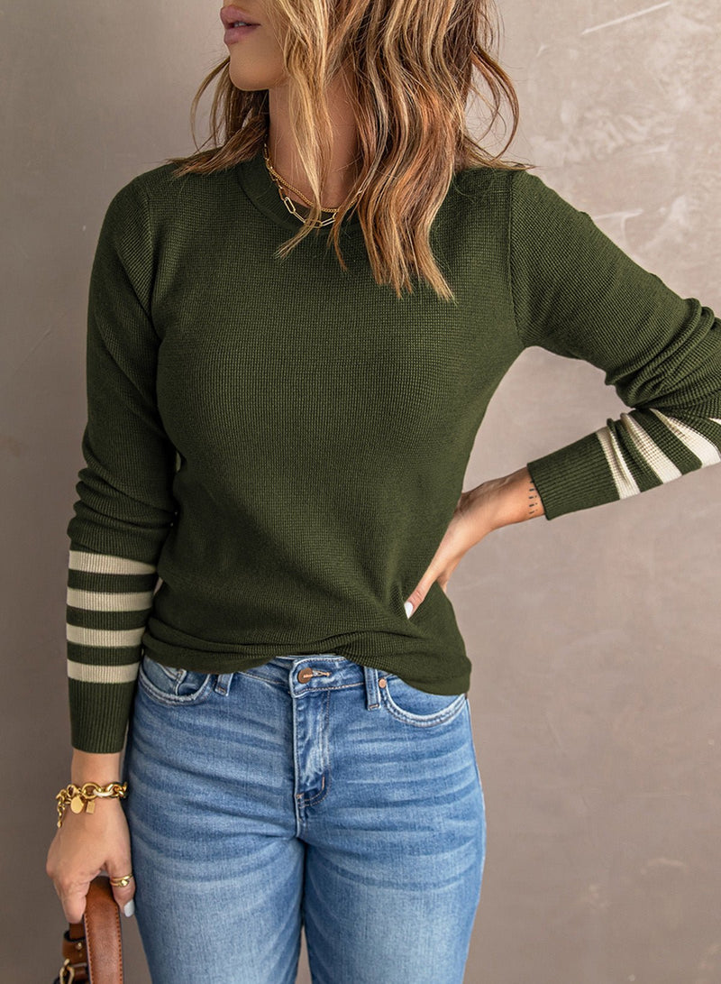 Striped Round Neck Knit Top - Bakers Shoes store