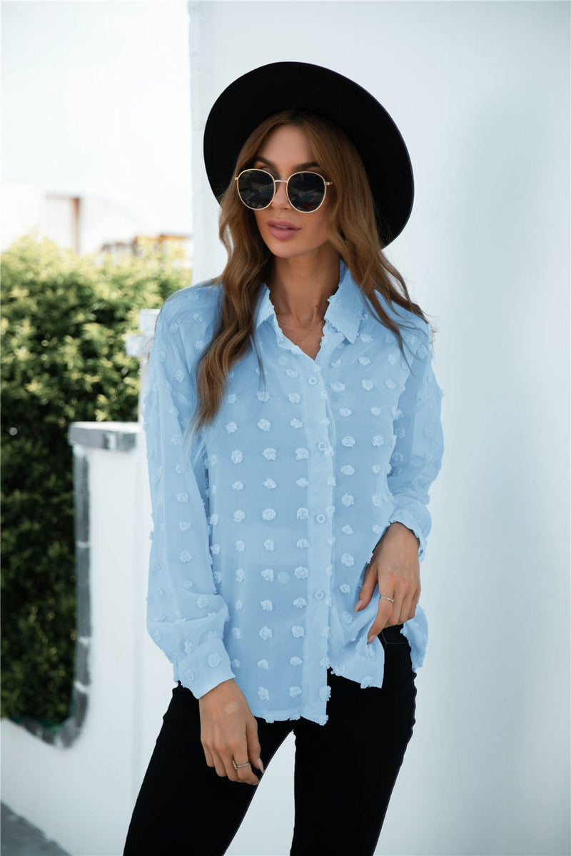 Swiss Dot Button Up Blouse - Bakers Shoes store
