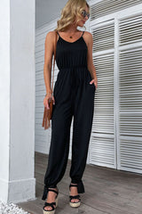 Tie Detail Side Slit Jumpsuit - Bakers Shoes store