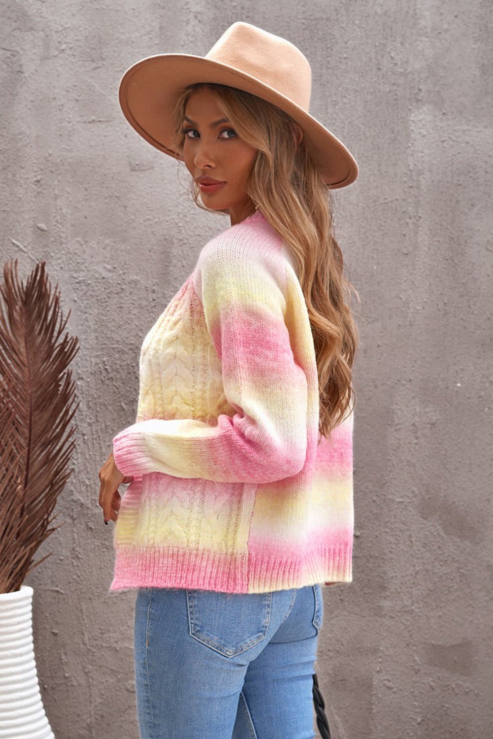 Tie-Dye Cable-Knit Raglan Sleeve Open Front Cardigan - Bakers Shoes store