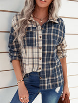 Two-Tone Plaid Button Front Shirt - Bakers Shoes store