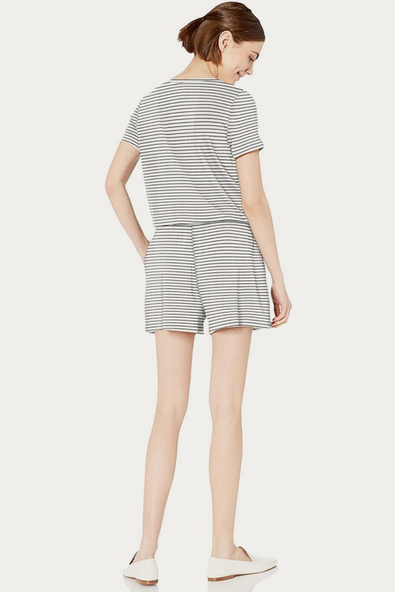 V Neck Striped Romper - Bakers Shoes store