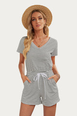 V Neck Striped Romper - Bakers Shoes store