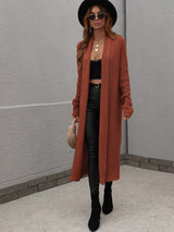 Waffle Knit Open Front Duster Cardigan With Pockets - Bakers Shoes store