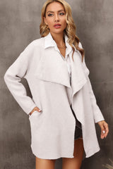 Waterfall Collar Longline Cardigan with Side Pockets - Bakers Shoes store