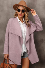 Waterfall Collar Longline Cardigan with Side Pockets - Bakers Shoes store