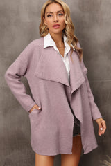 Waterfall Collar Longline Cardigan with Side Pockets - Bakers Shoes store